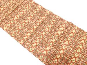 アンティーク　本場筑前博多　横段に花模様織り出し名古屋帯（着用可）